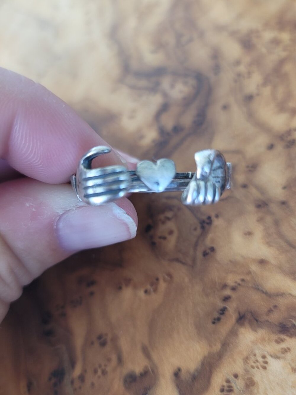 Sterling Claddagh Fede Gimmel Puzzle/Interlocking Ring - Picture 2 of 6